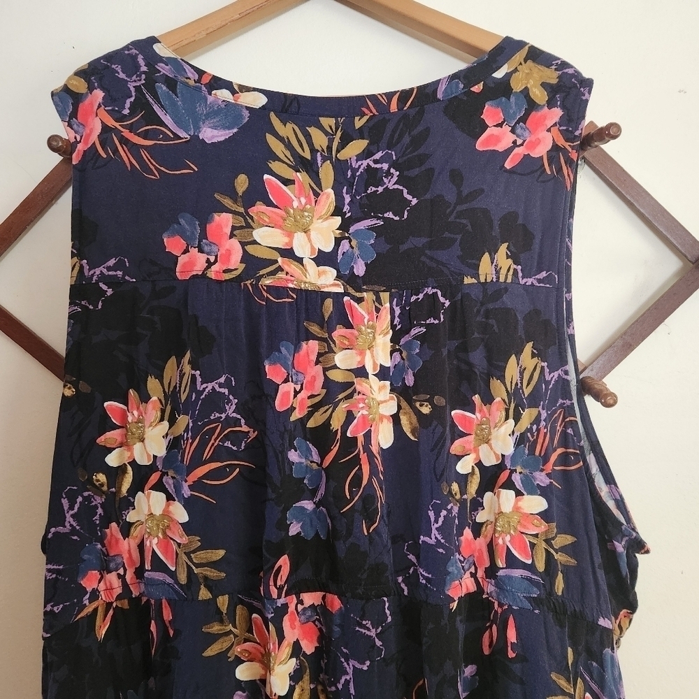 Torrid Tank Mini Dress Floral Blue Pink Tie Waist Plus Sixe 6 X - Picture 9 of 10